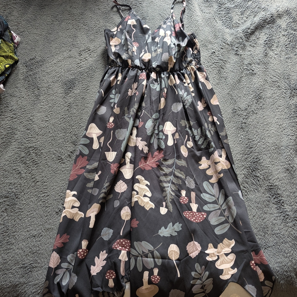 Floral And Mushroom Black Women's Dress